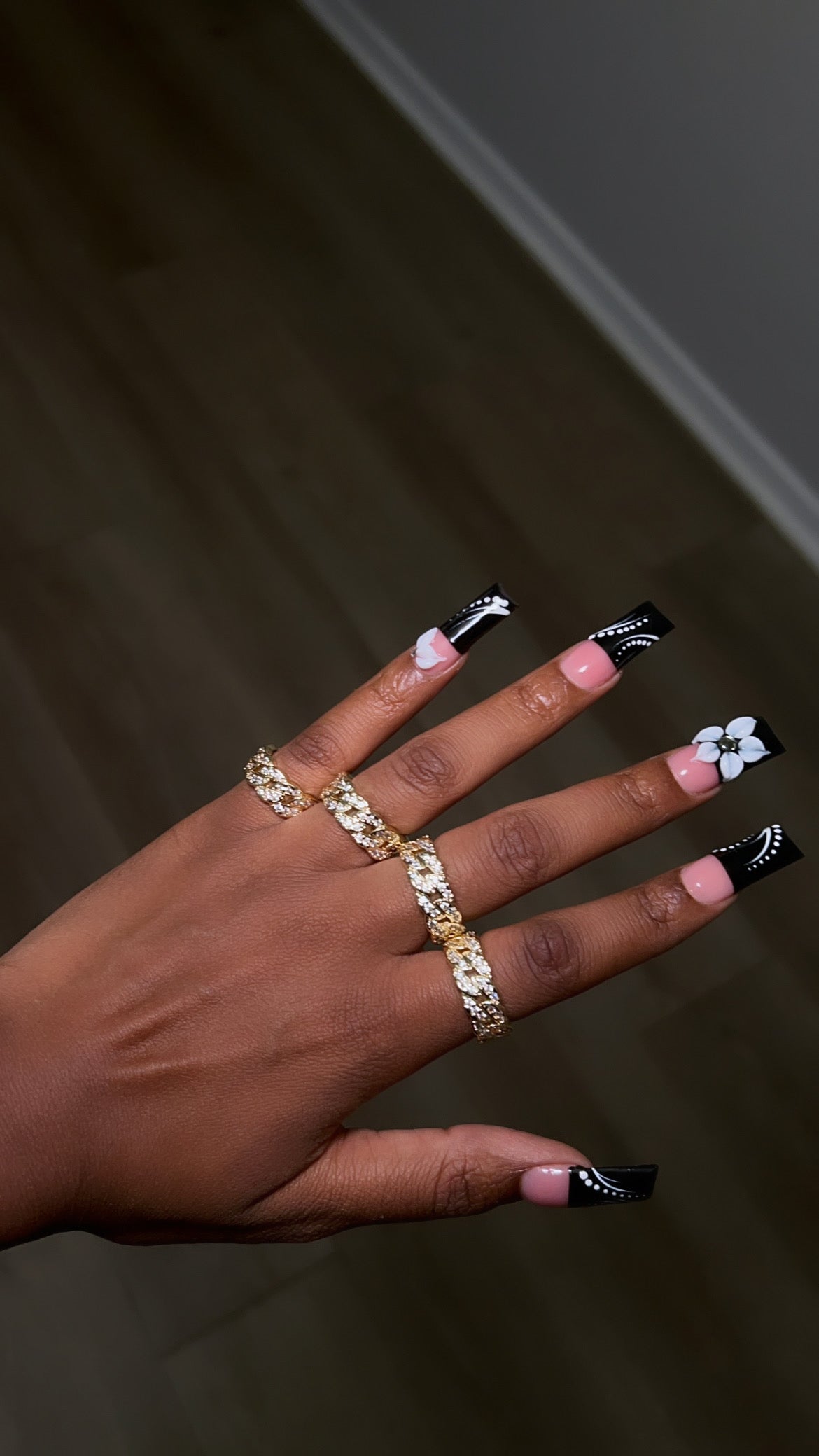 Gold CZ Cuban Link Ring