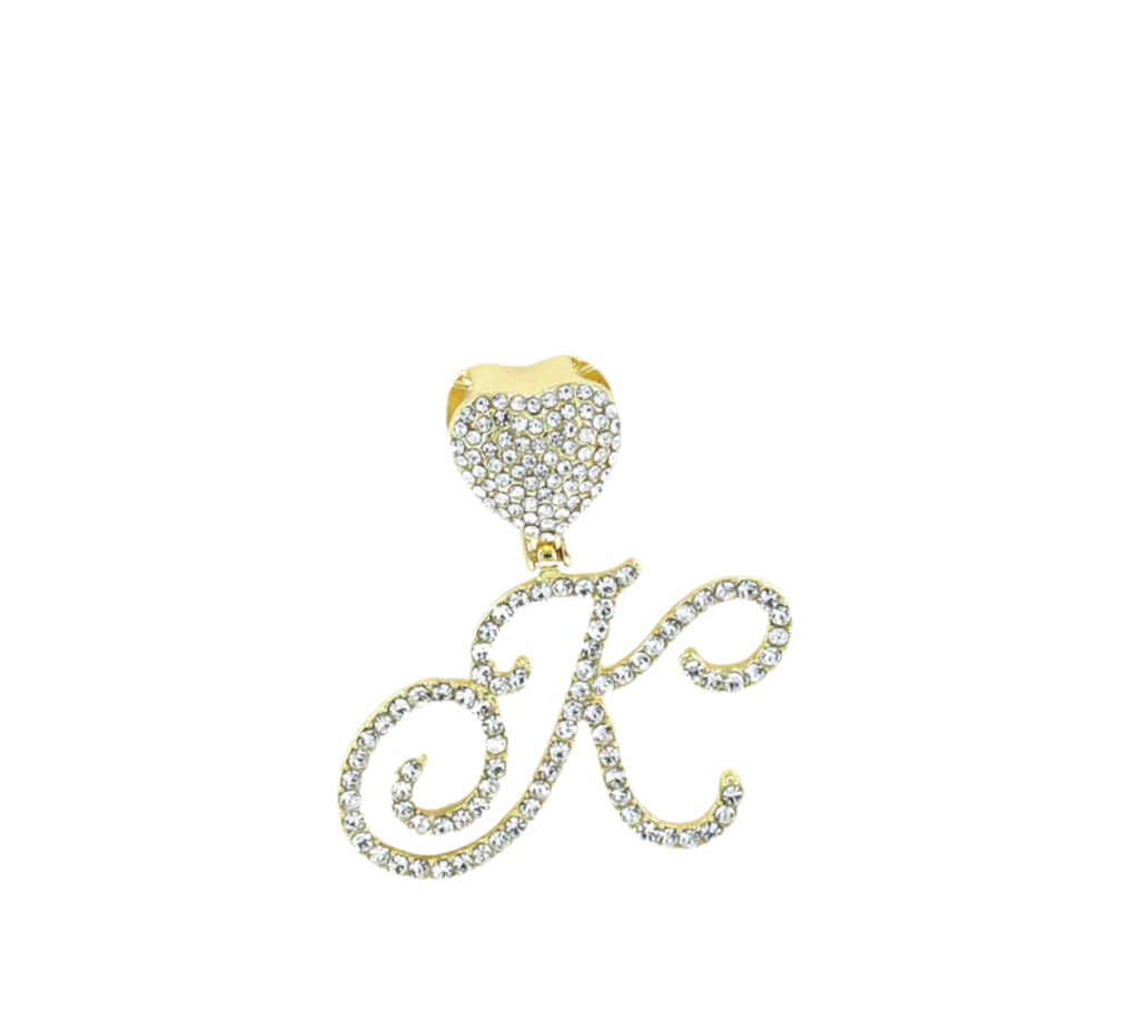 Gold Large Heart Initial Pendant