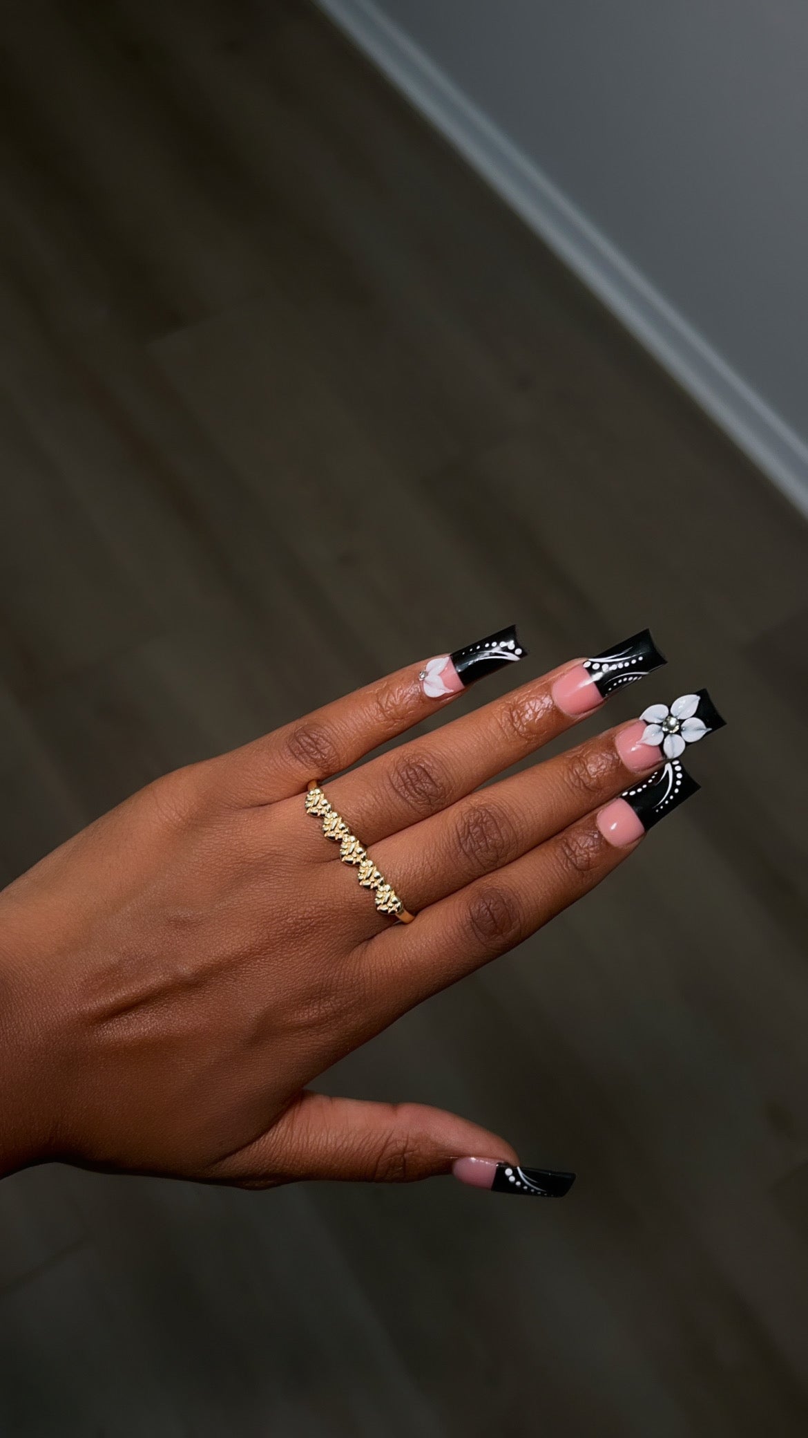 Mini Nugget Heart Double Finger Ring
