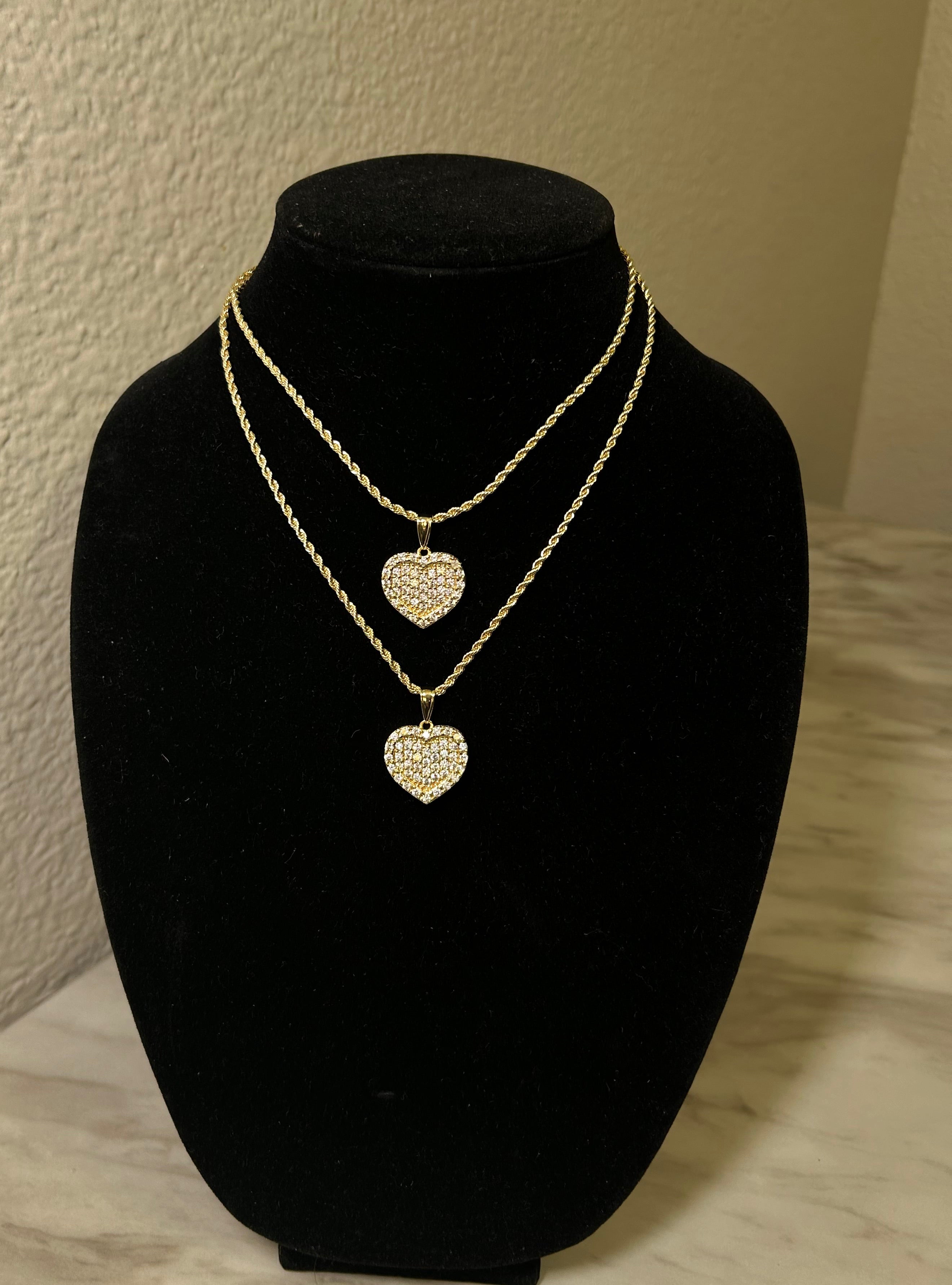 White CZ Heart Pendant & Chain