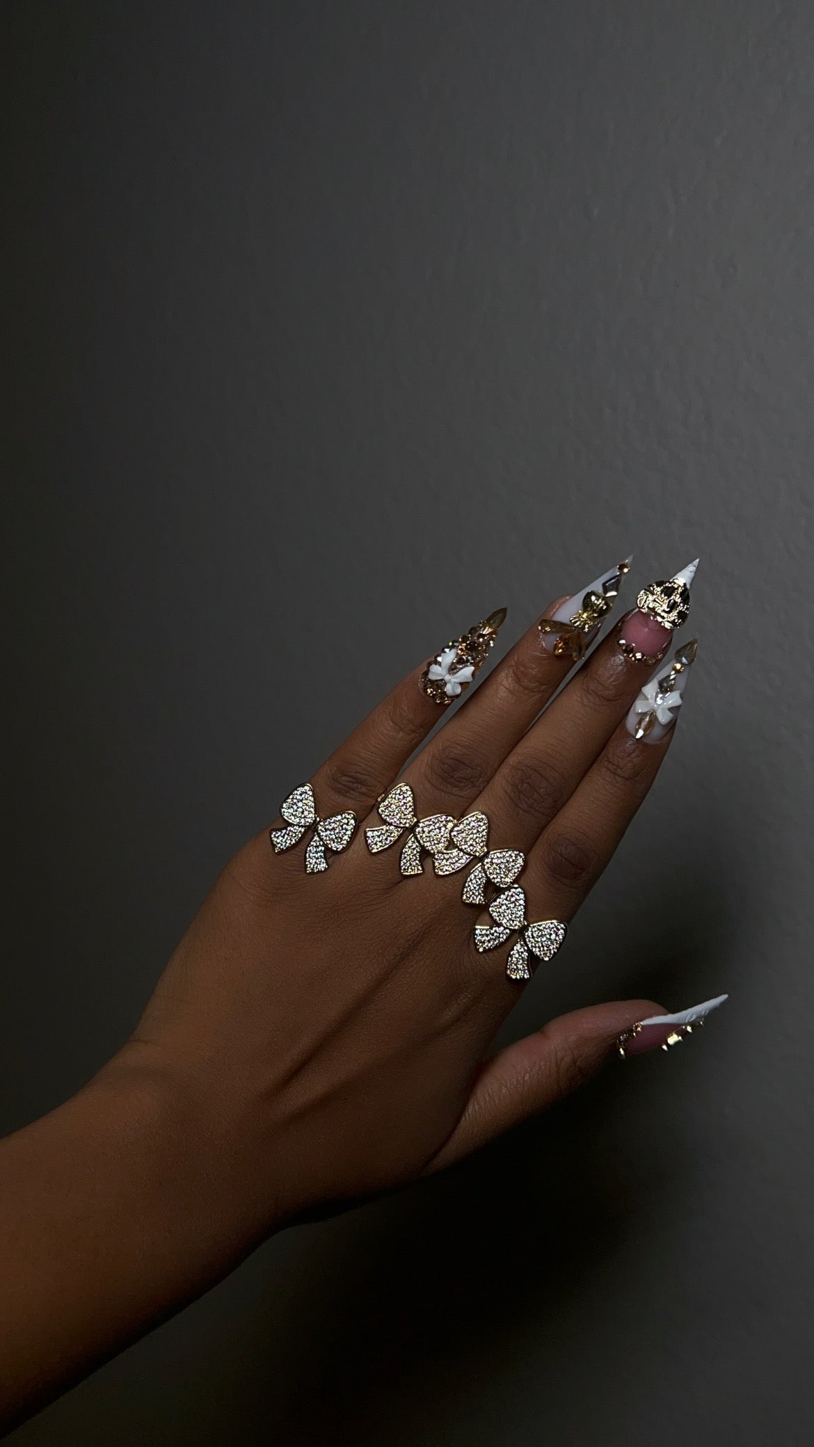 CZ Large Bow Ring With Rolex Band