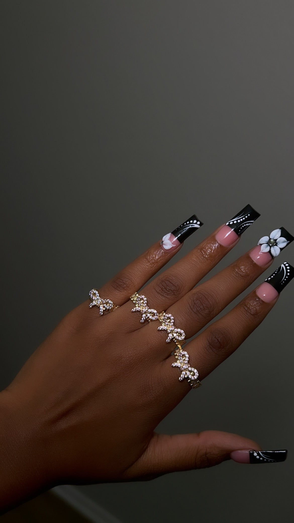 Dainty CZ Bow Ring On Rolex Band
