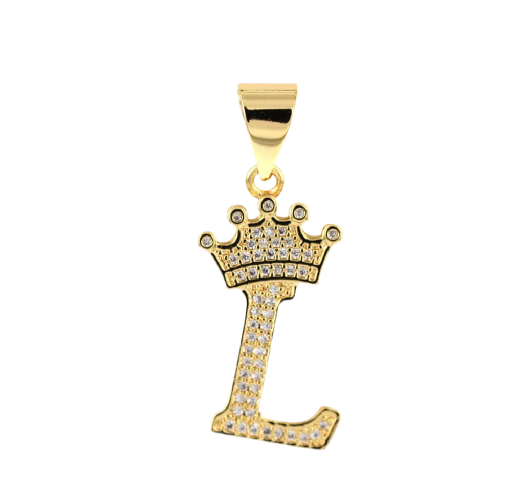 Gold Crown Initial Pendant