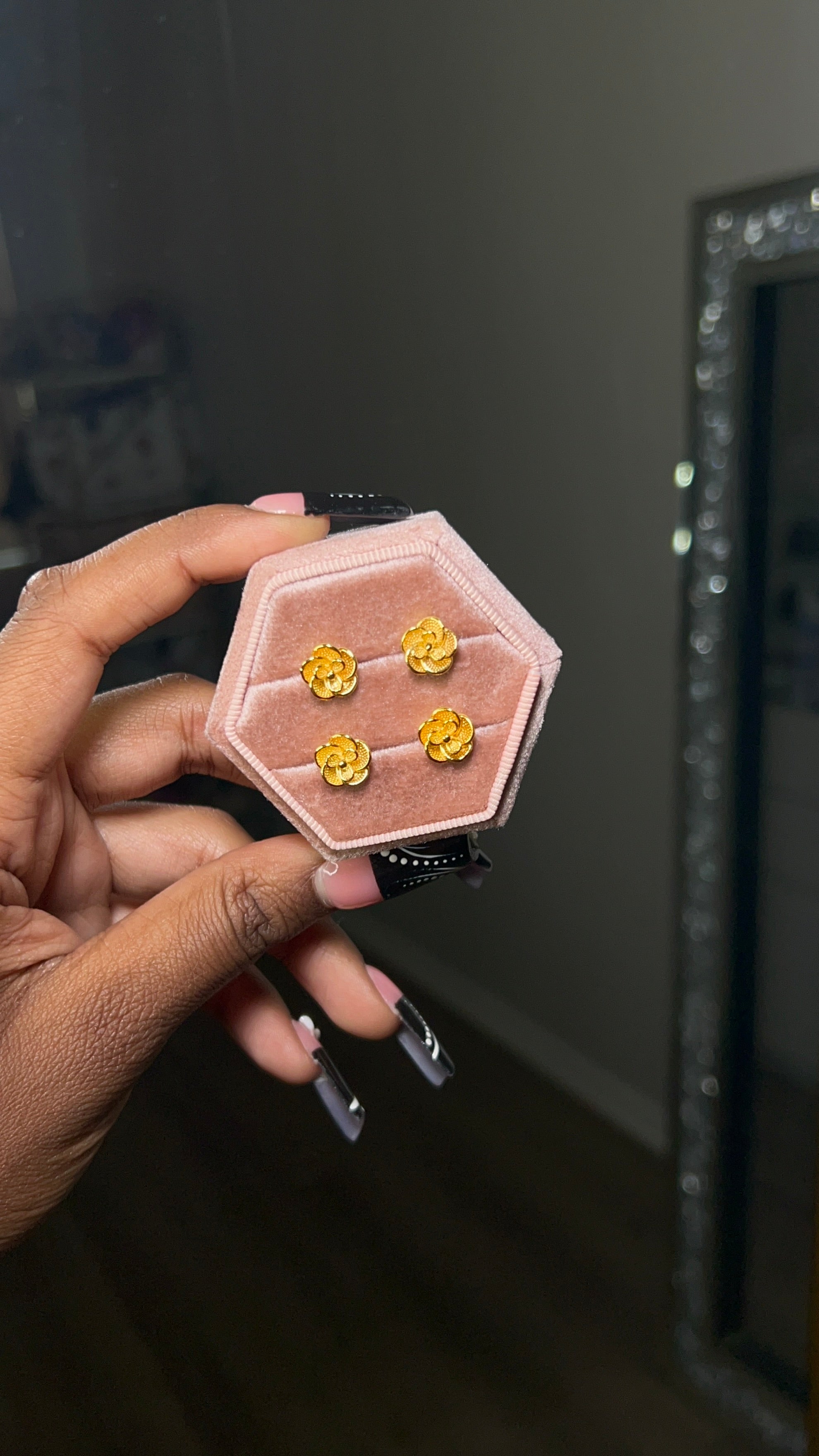 24K Rose Stud Earrings