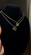 Old English Gold CZ Initial Pendant & Chain