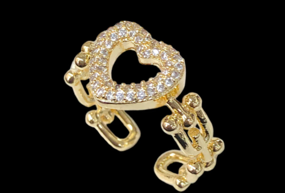 Gold CZ heart ring