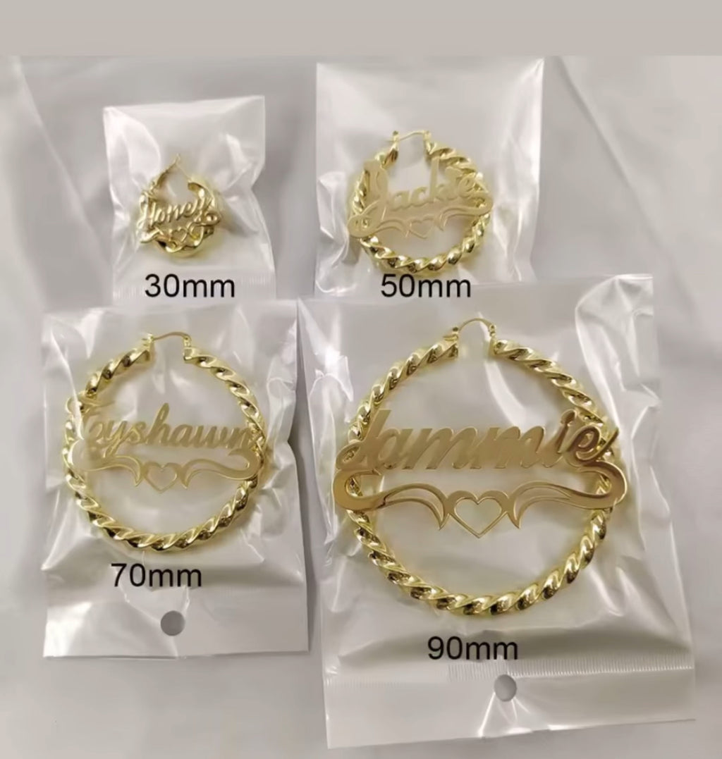 Boop Rope Twist Custom Name Hoops 18K Gold