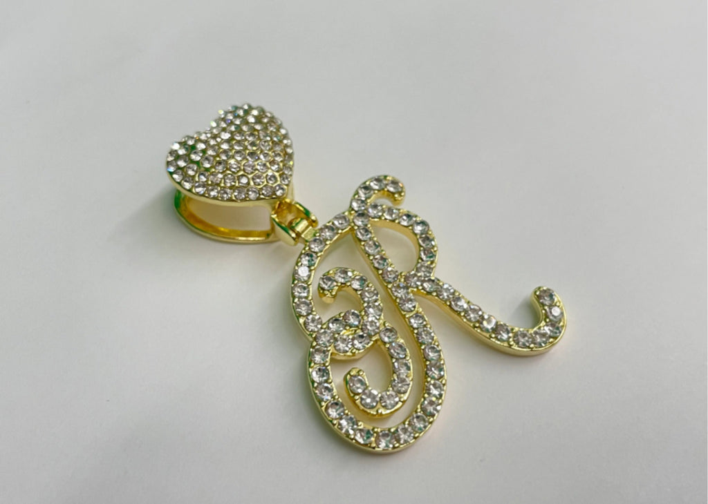 Gold Large Heart Initial Pendant