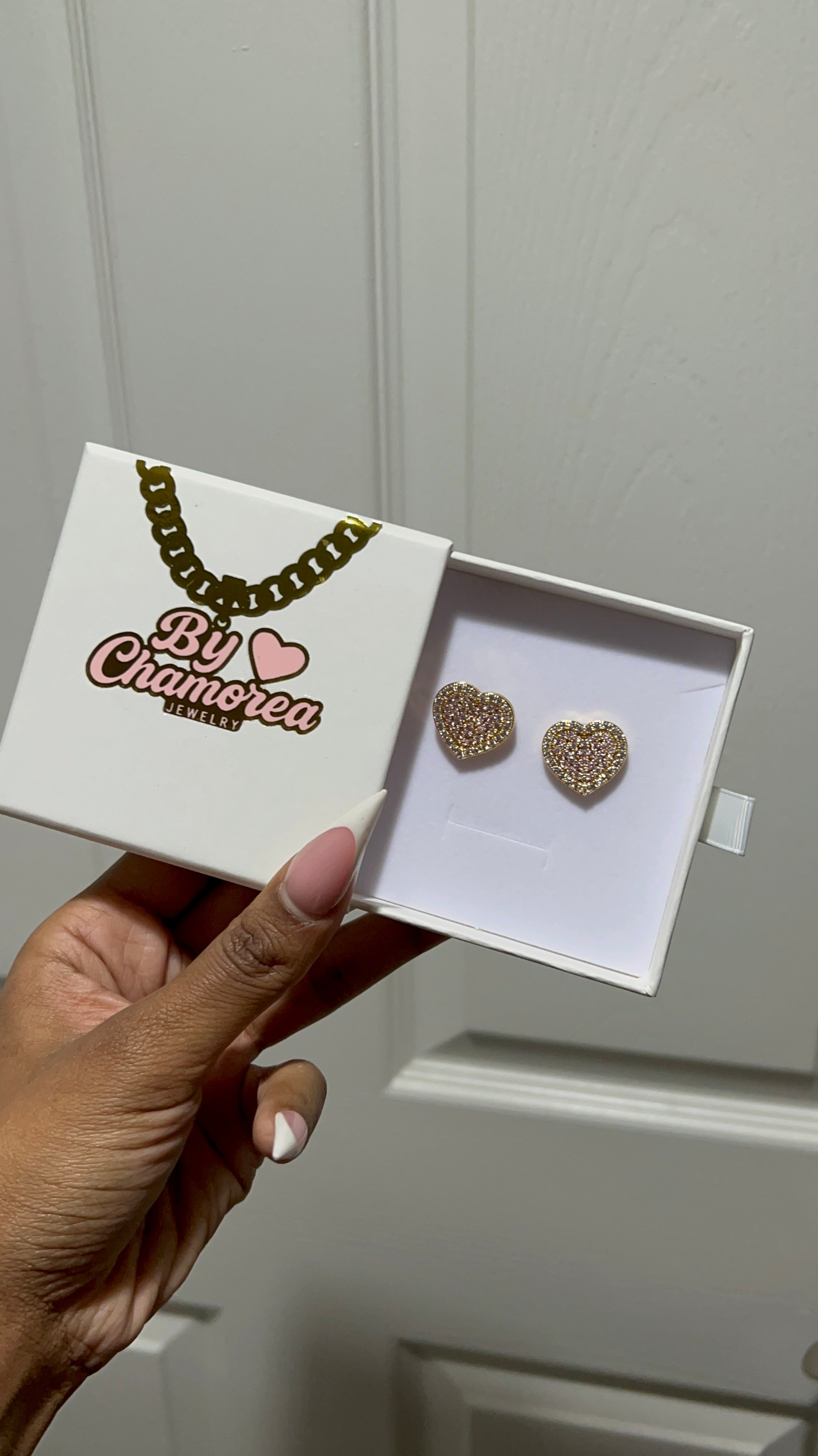 Pink CZ Stud Earrings