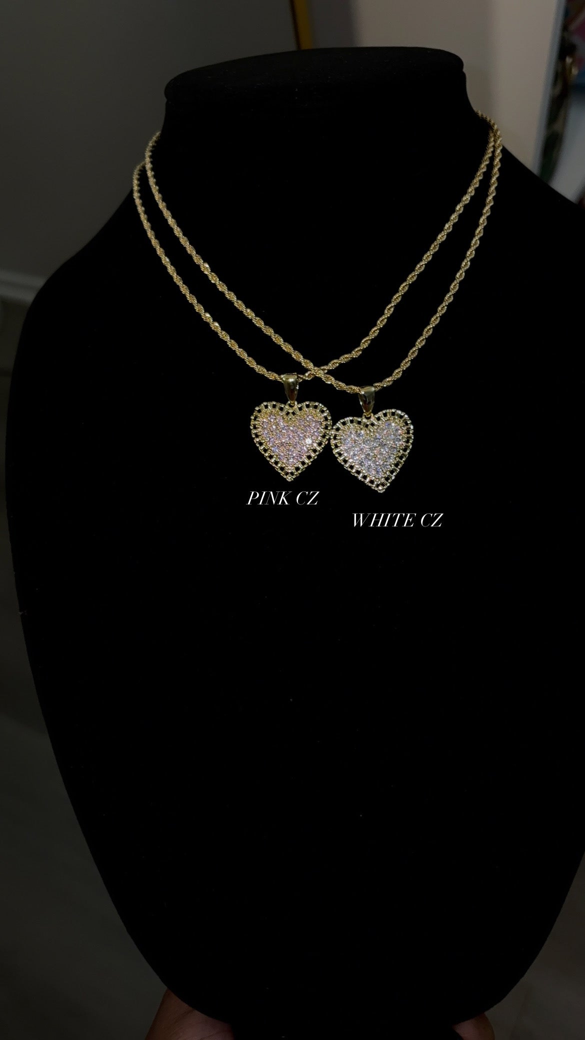 Rolex Heart outline with Cz Heart Pendant & Chain