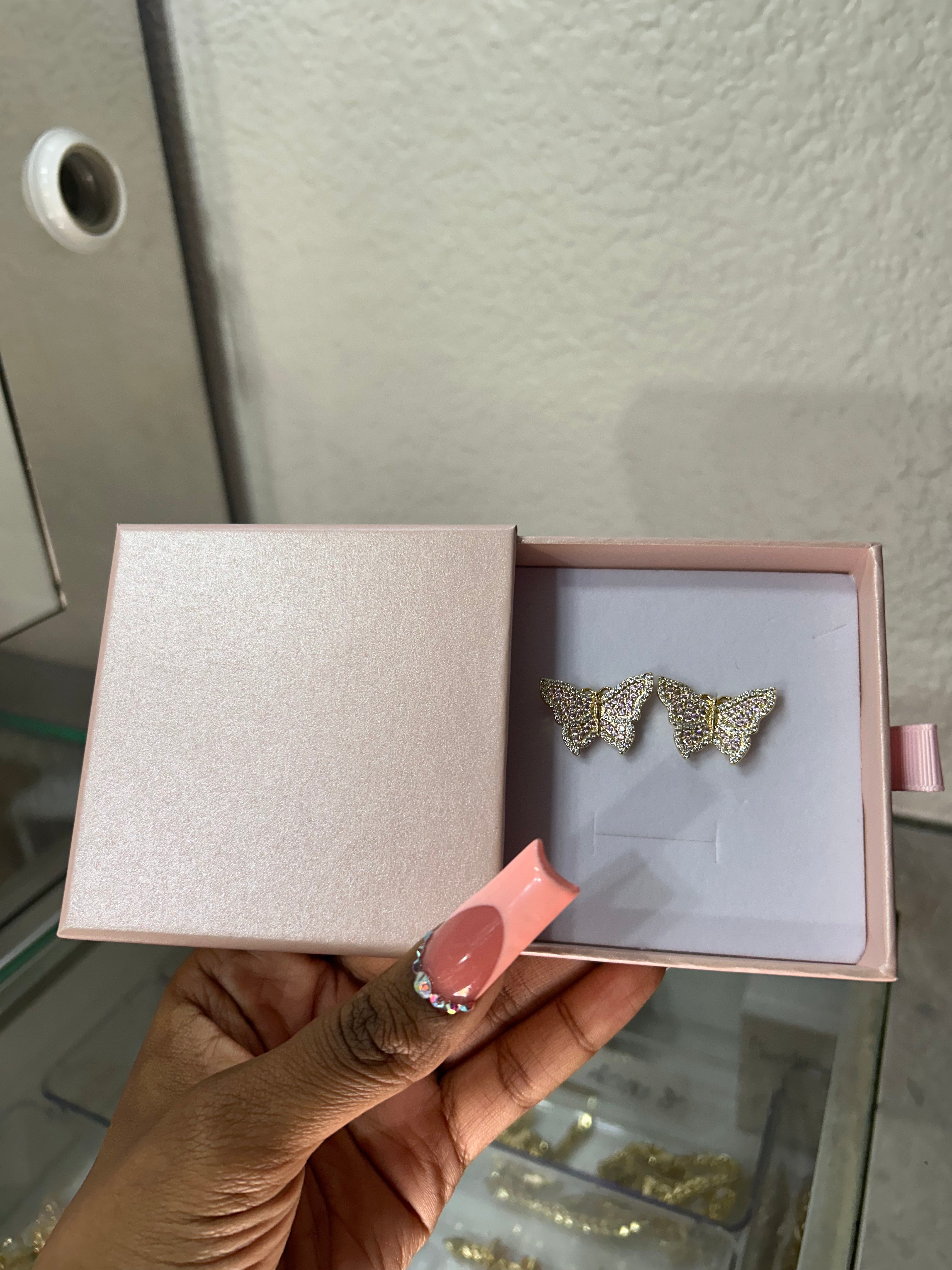 Butterfly CZ Flatback Stud Earrings