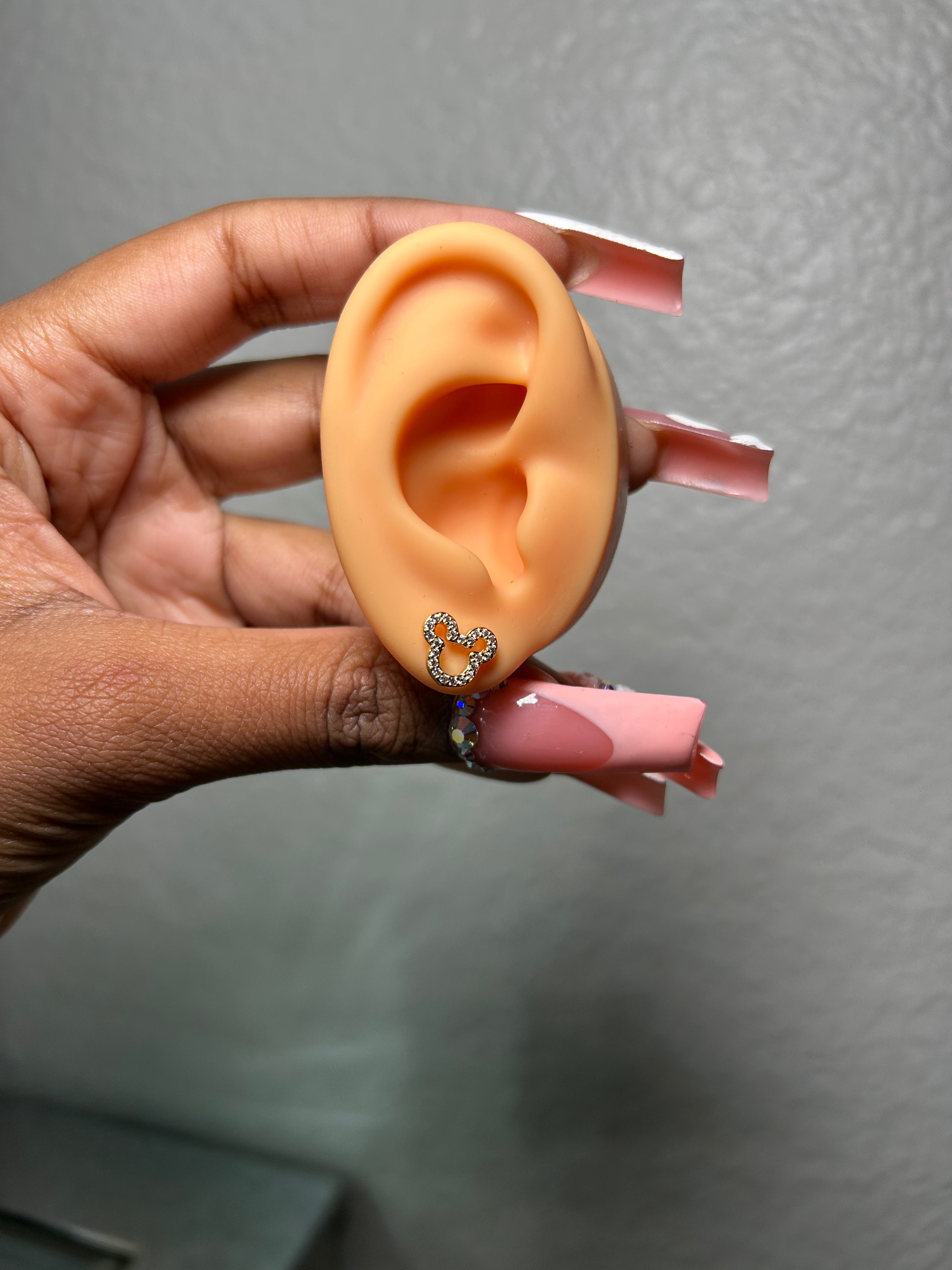Mickey Ears Cz Stud Earrings