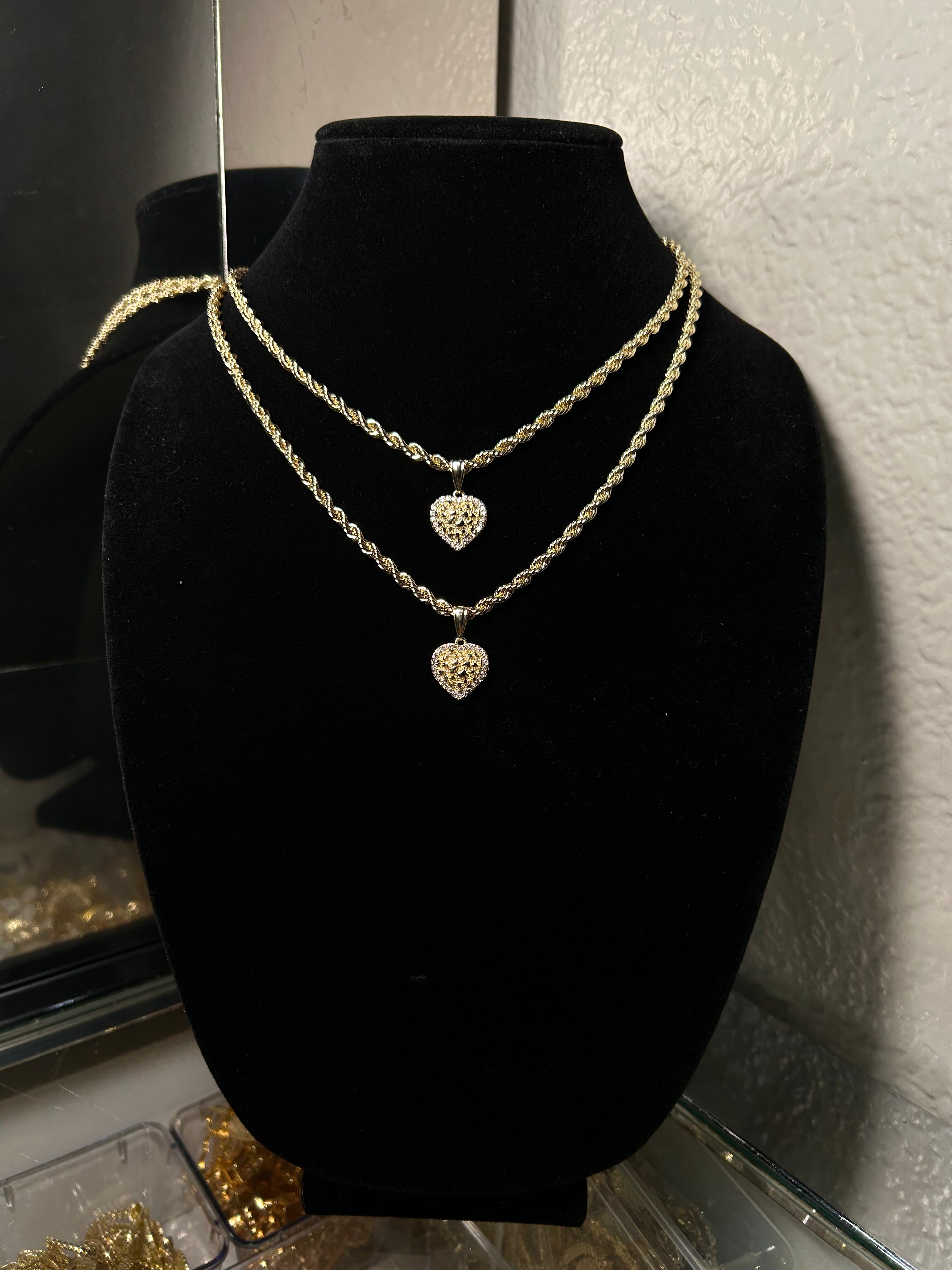 Heart Nugget CZ Pendant & Chain