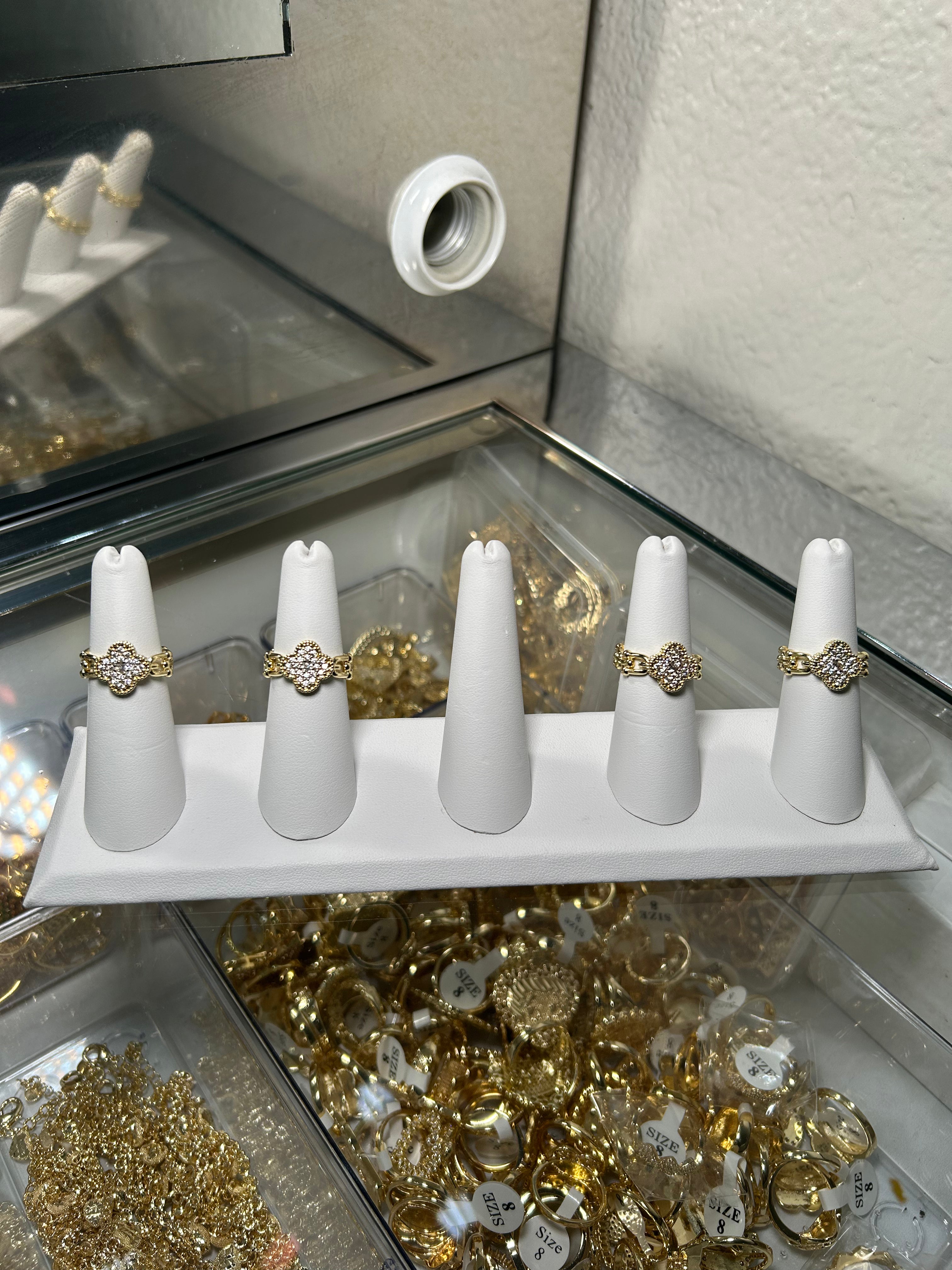 Gold CZ Clove Adjustable Ring