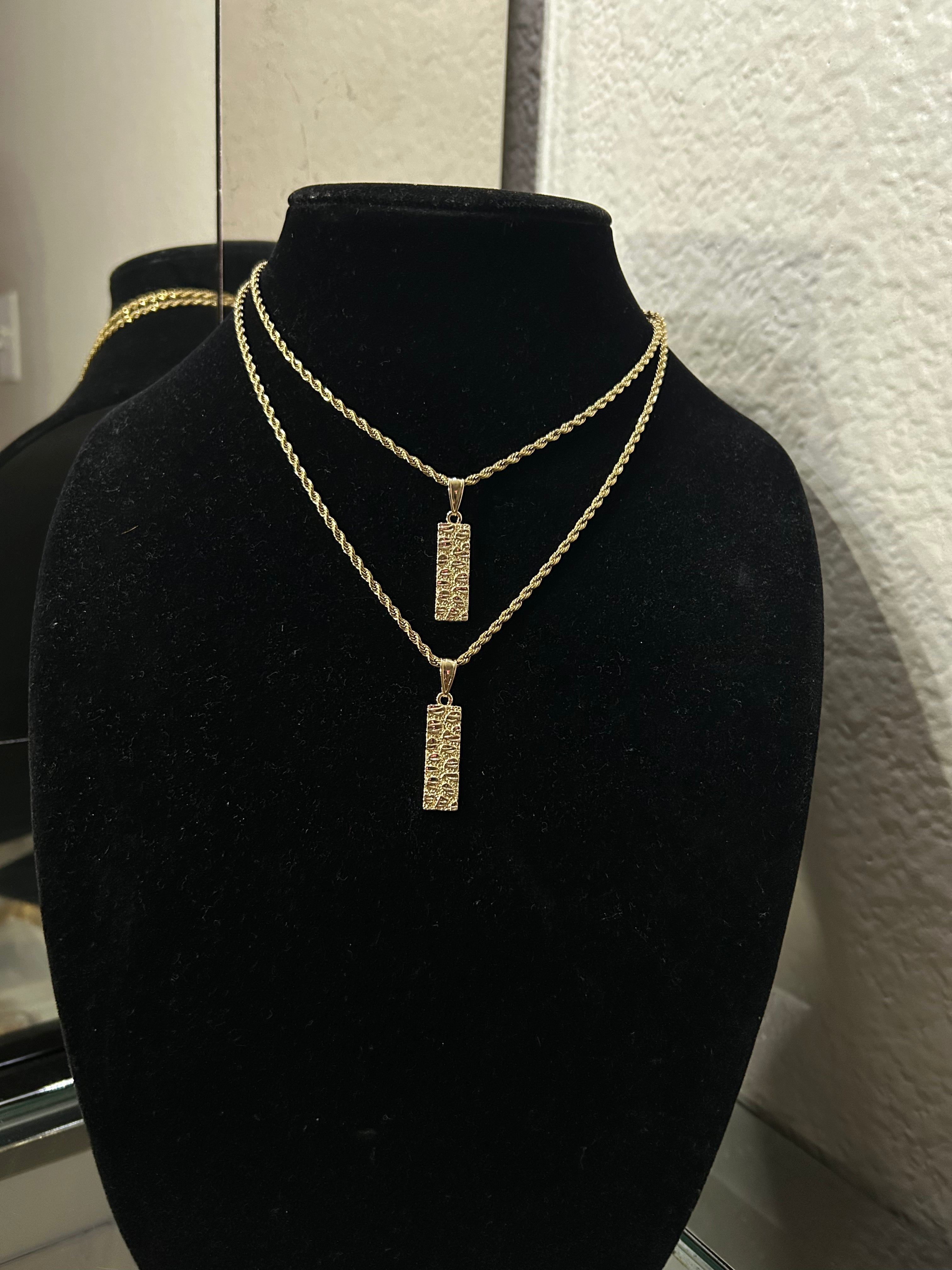 Rectangle Nugget Pendant & Chain
