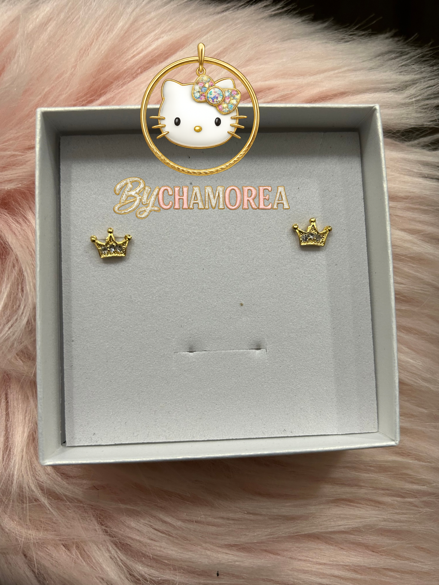 Gold Crown Stud Screwback Earrings