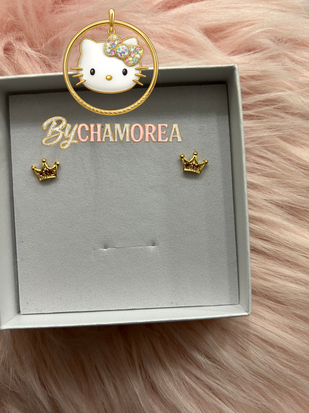 Gold Crown Stud Screwback Earrings
