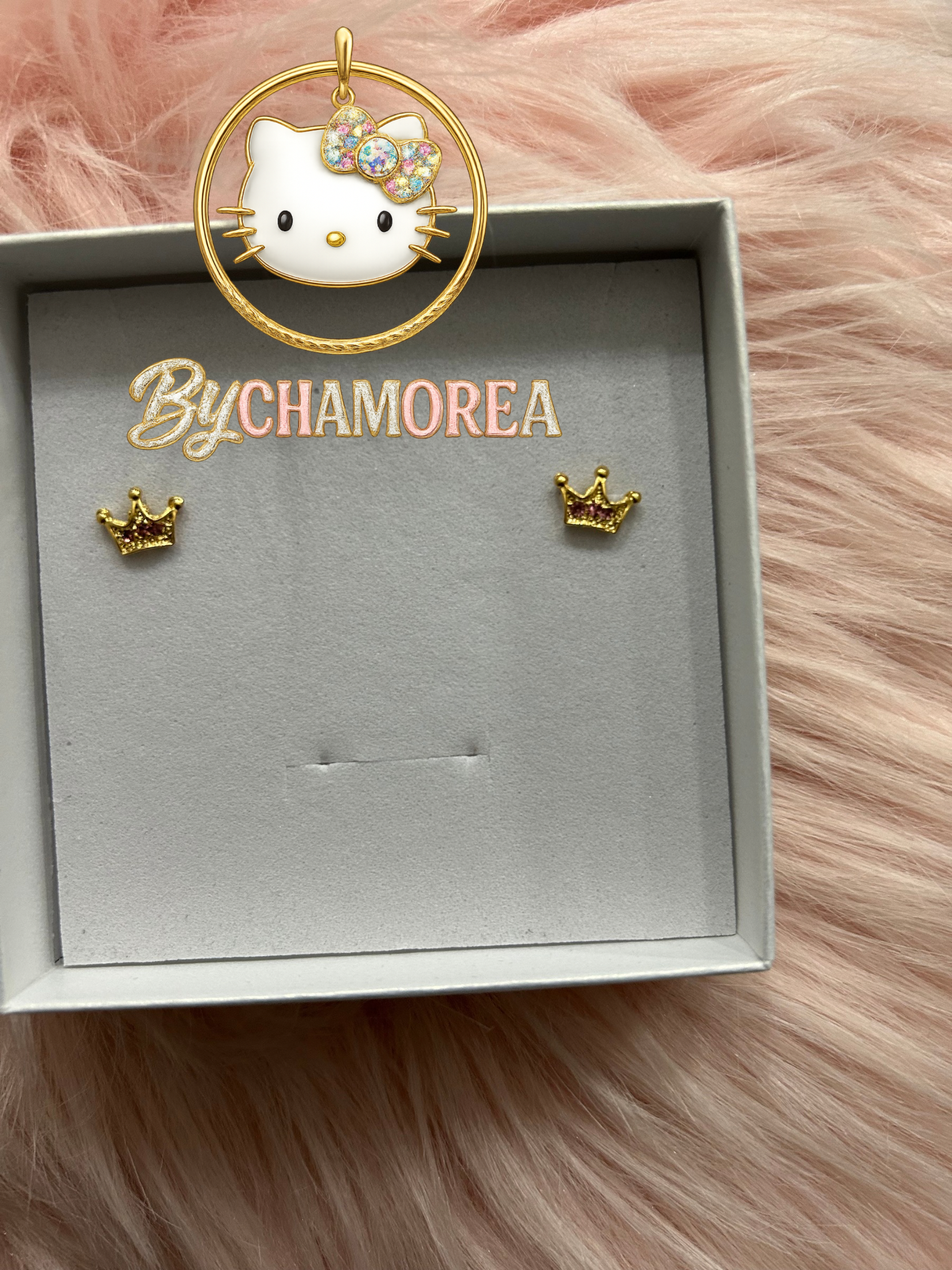 Gold Crown Stud Screwback Earrings
