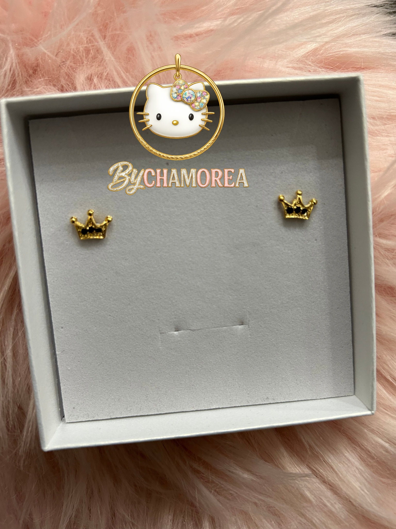 Gold Crown Stud Screwback Earrings