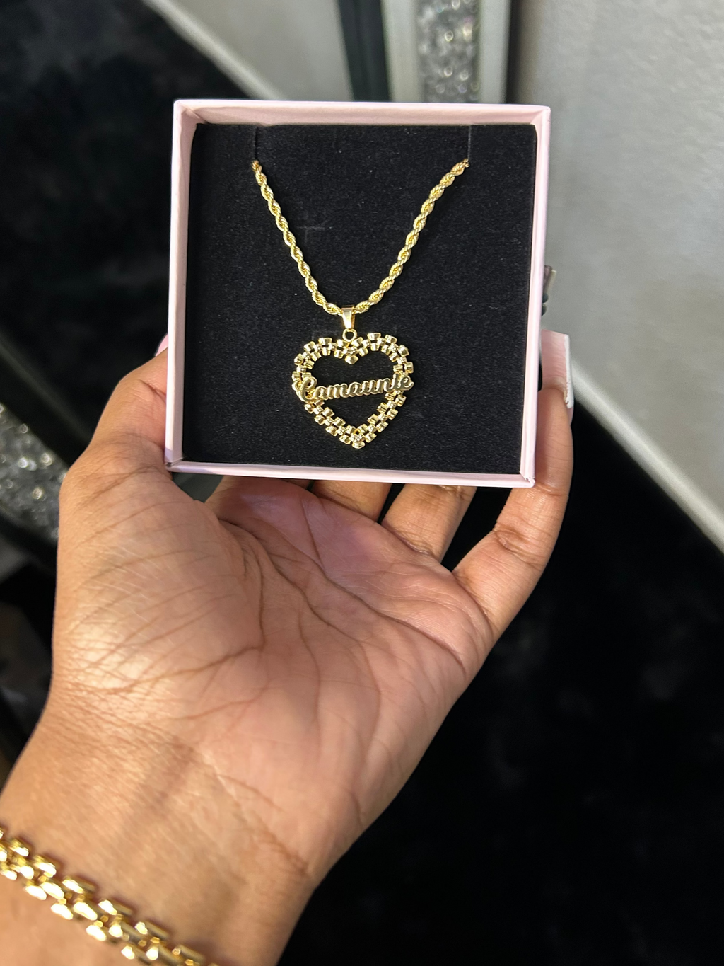 Rolex Heart Custom Name Necklace