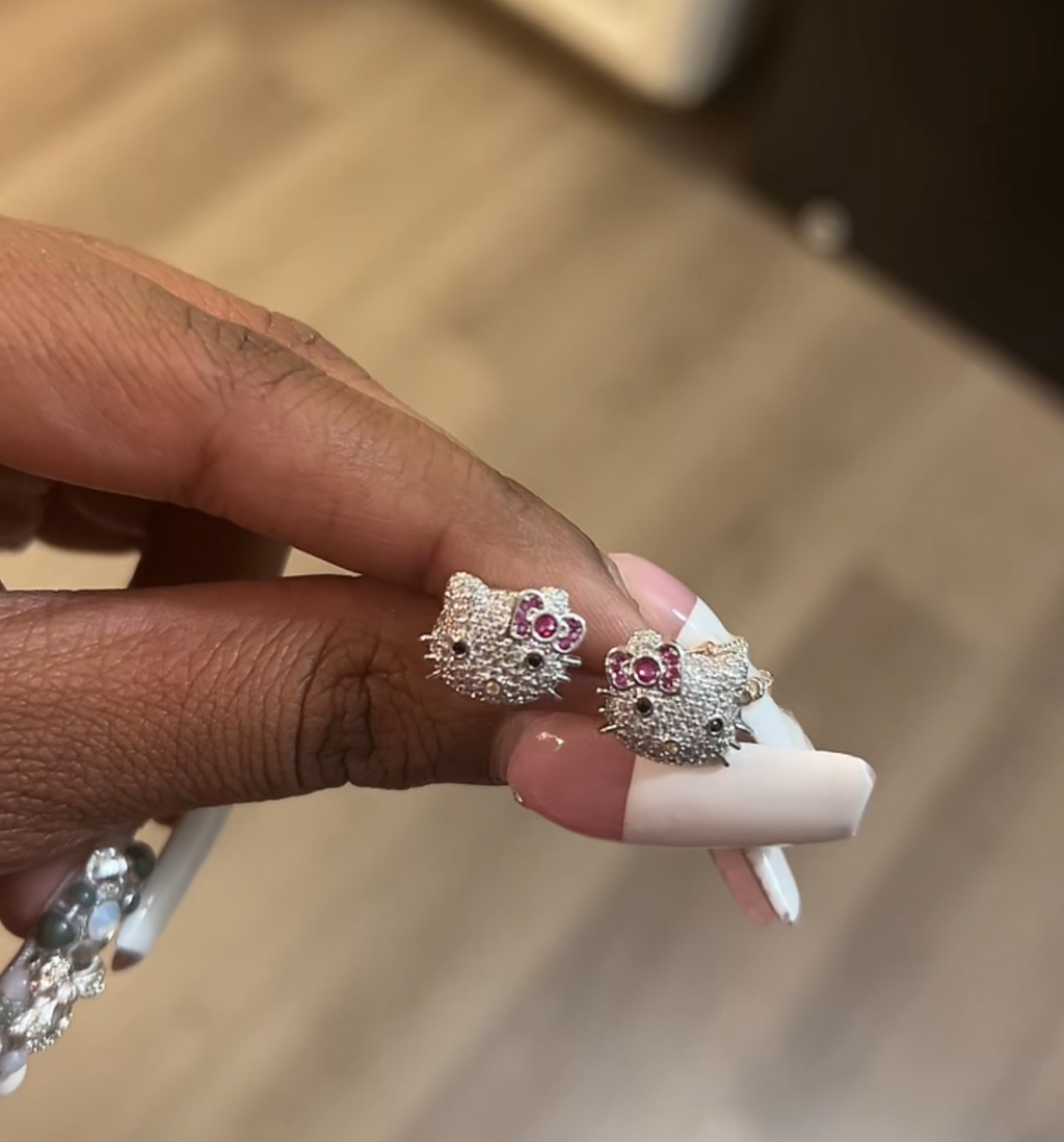 Kitten stud earrings