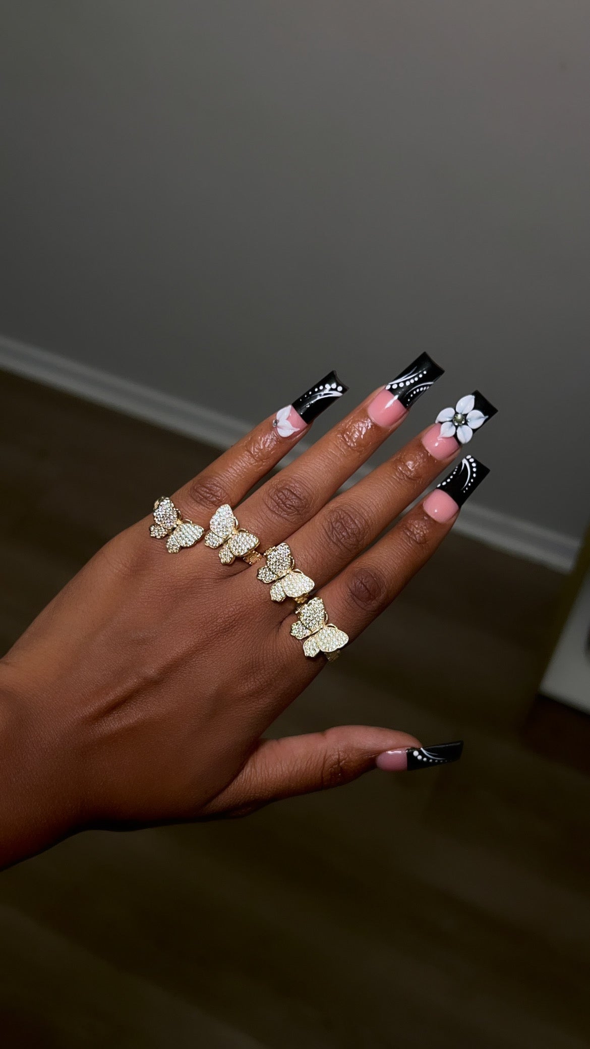 Butterfly White CZ Ring with Rolex Band