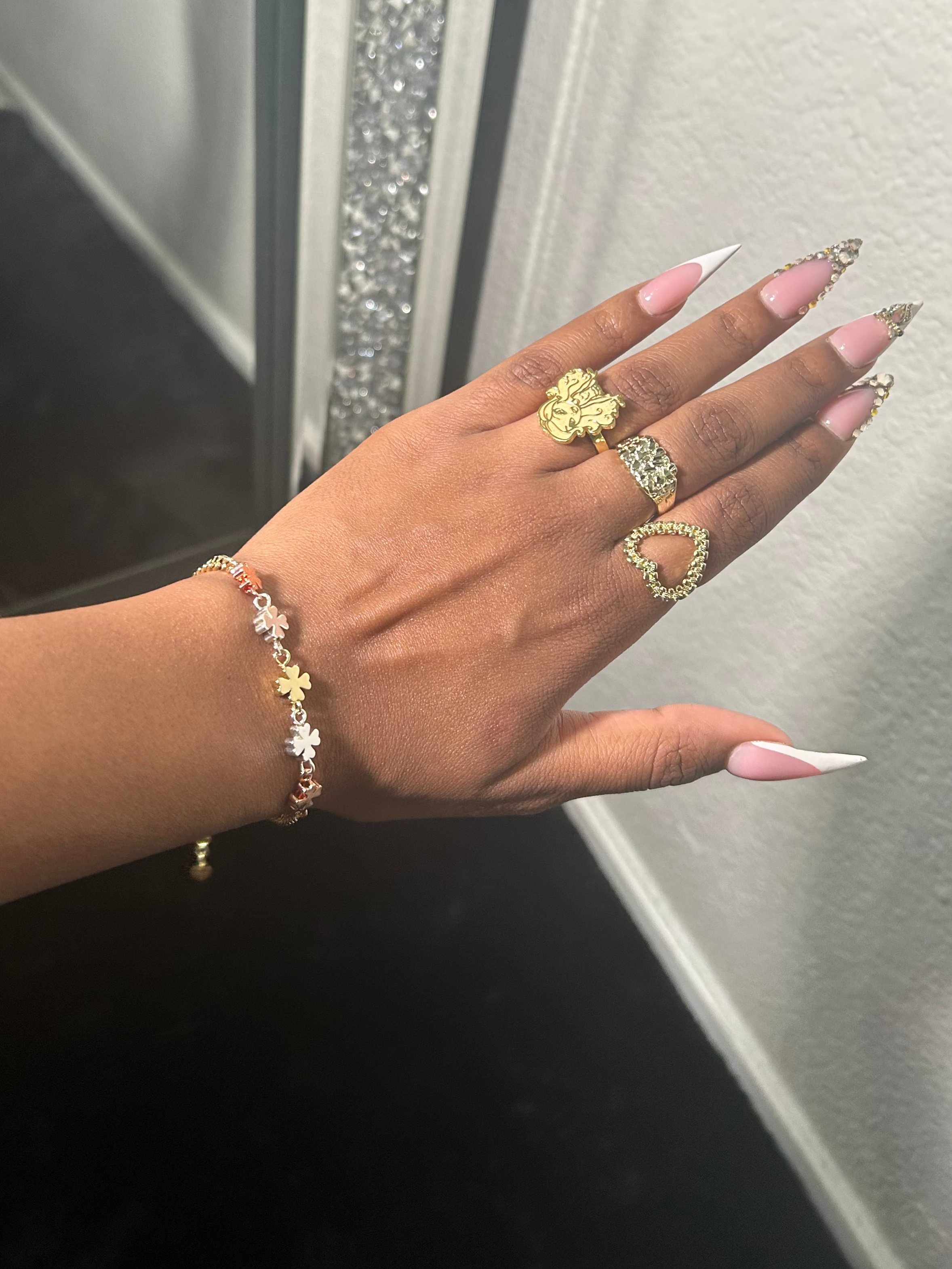 Clover 3 Tone Cuban Bracelet