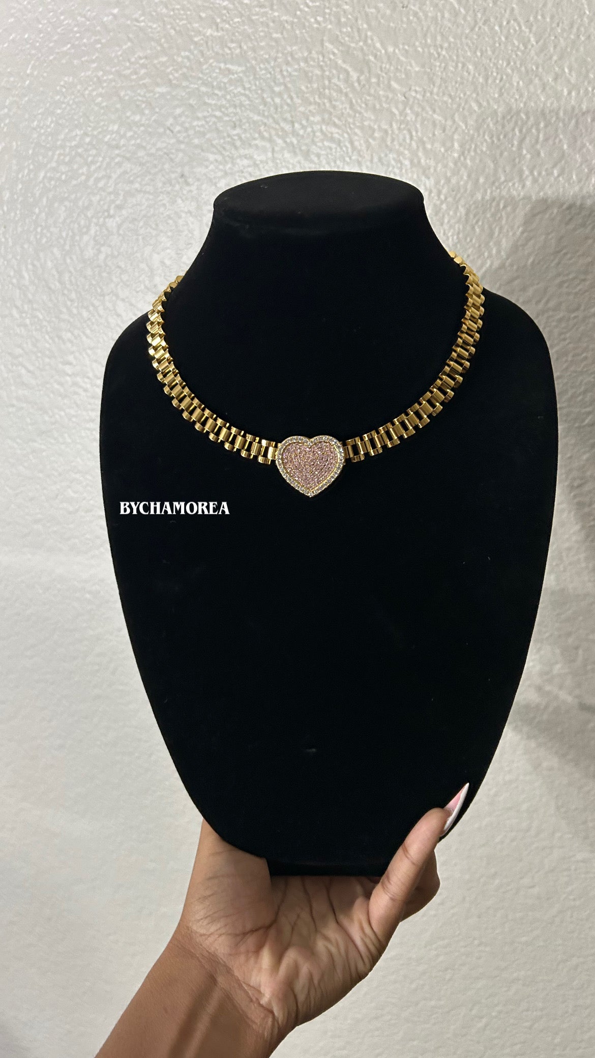 Pink Rolex Slider Heart Pendant