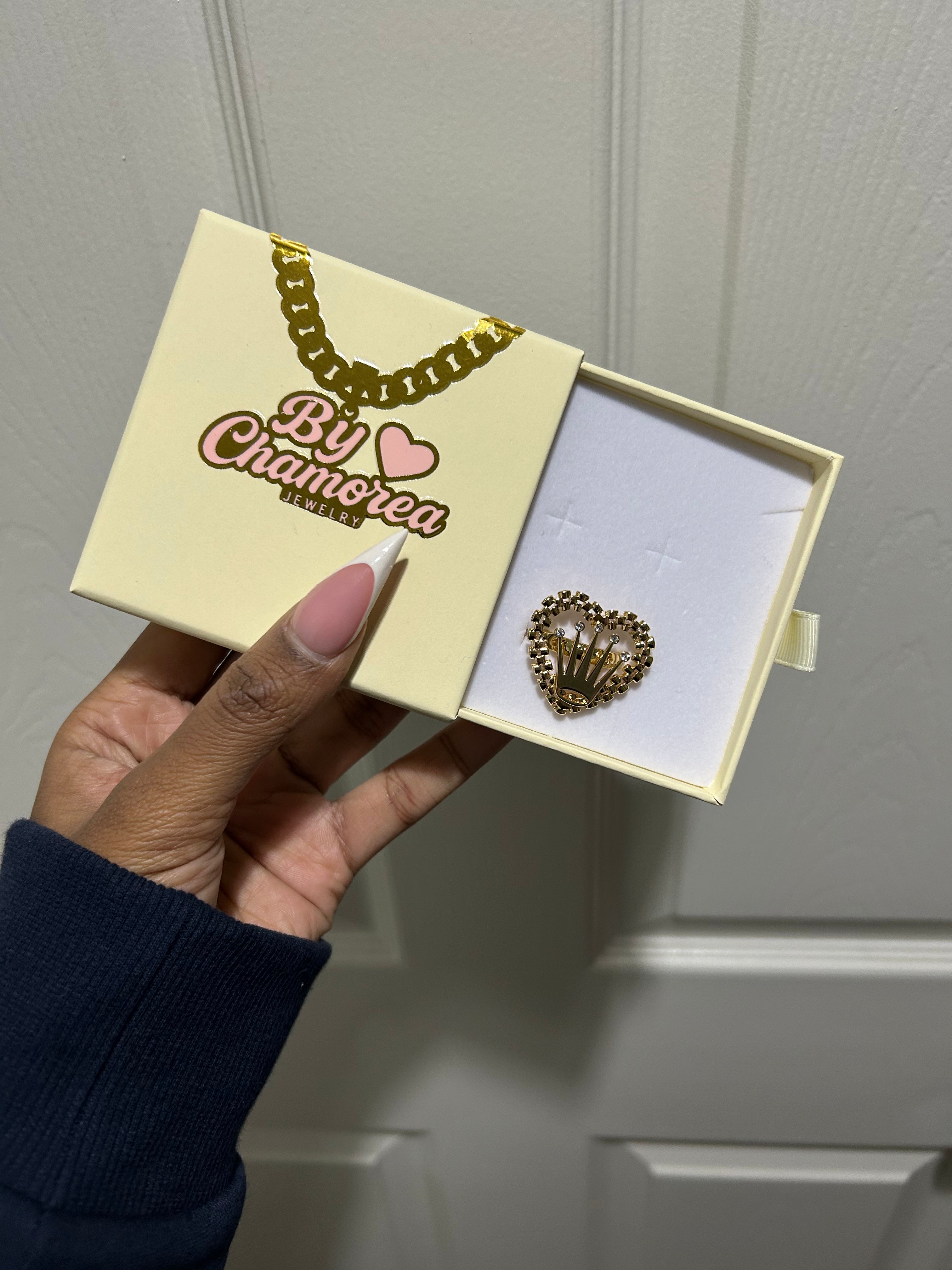 Rolex Heart Crown CZ Ring