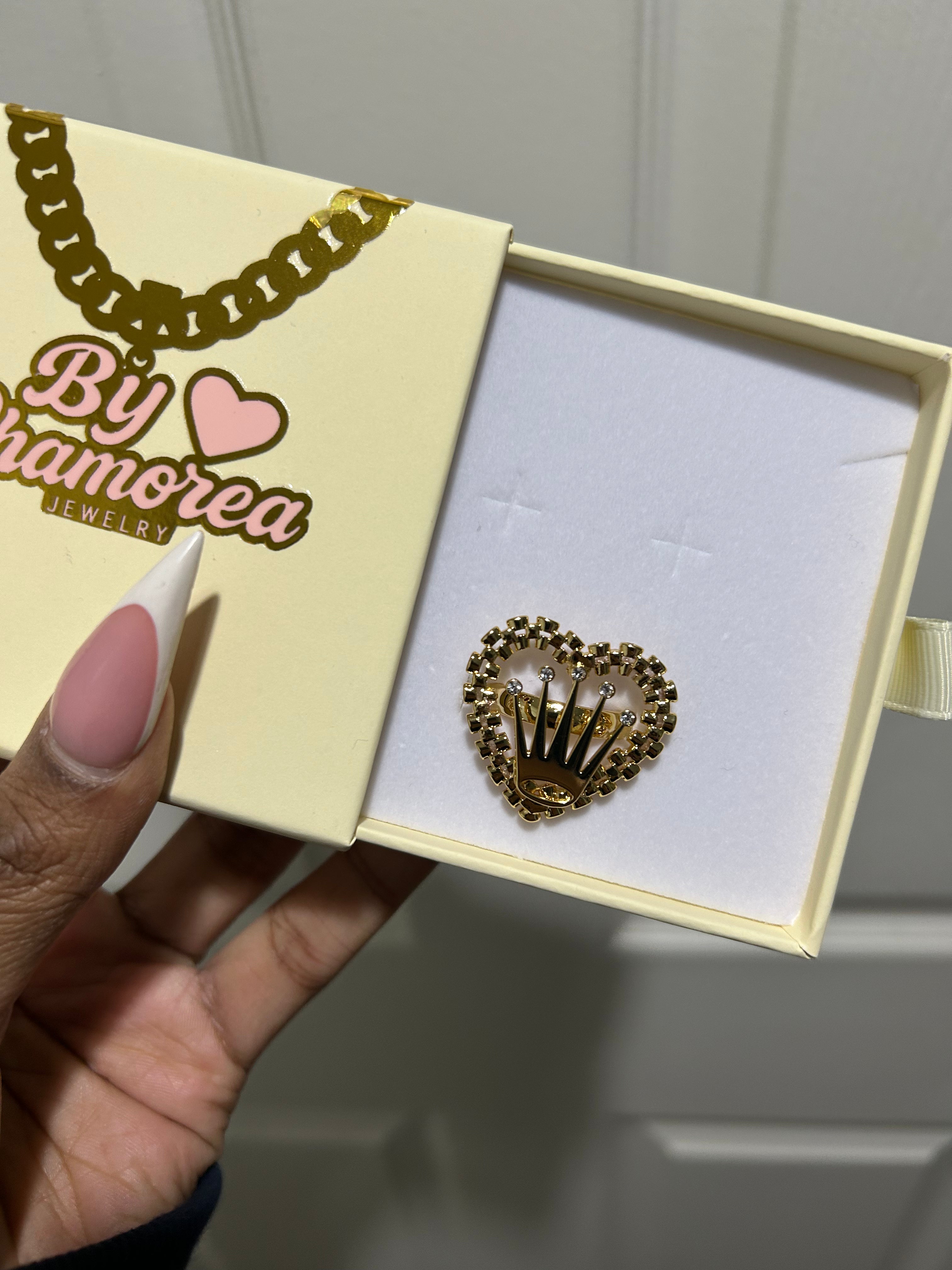 Rolex Heart Crown CZ Ring