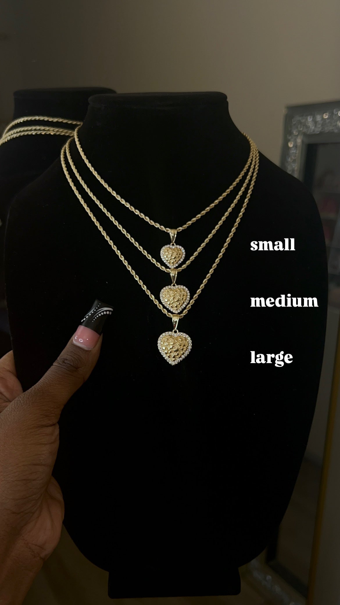 Heart Nugget CZ Pendant & Chain