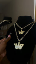 2 Layer Royal Crown Pendant & Chain