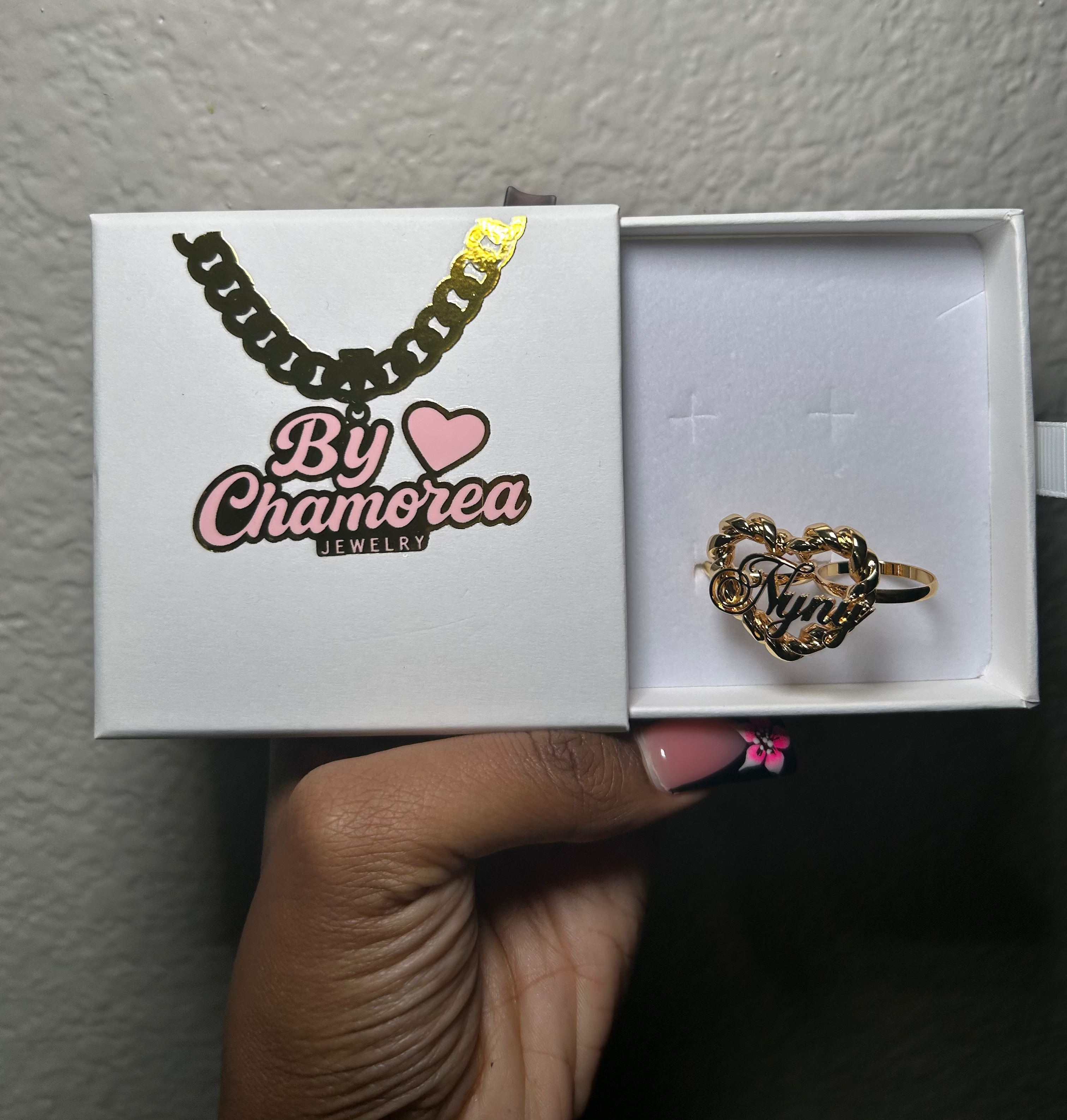 Custom Name Heart Twist Two Finger Ring